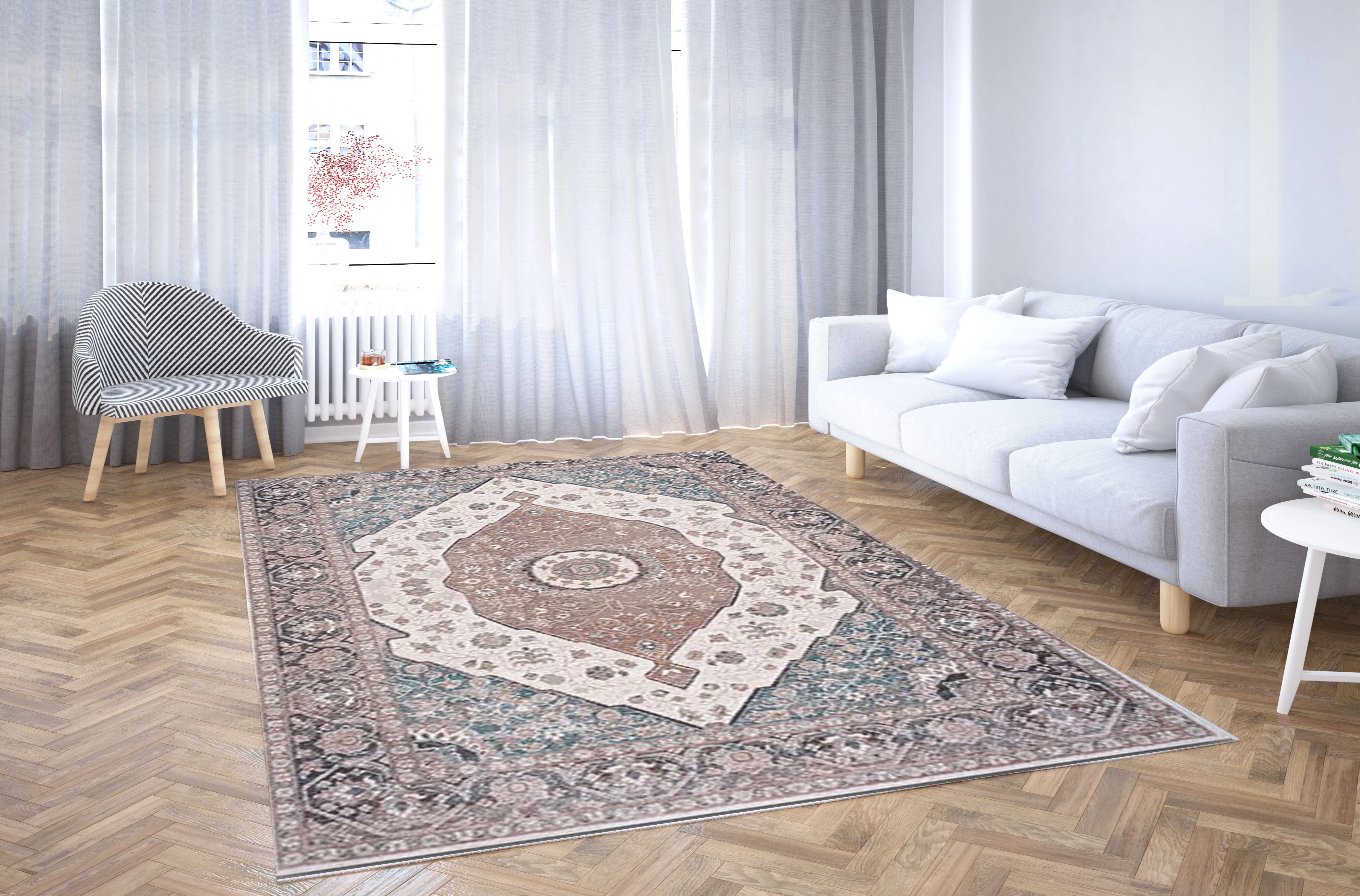 طرح خنکای ساحل - فرشینه و فرش چاپی کد O118 - 150*100