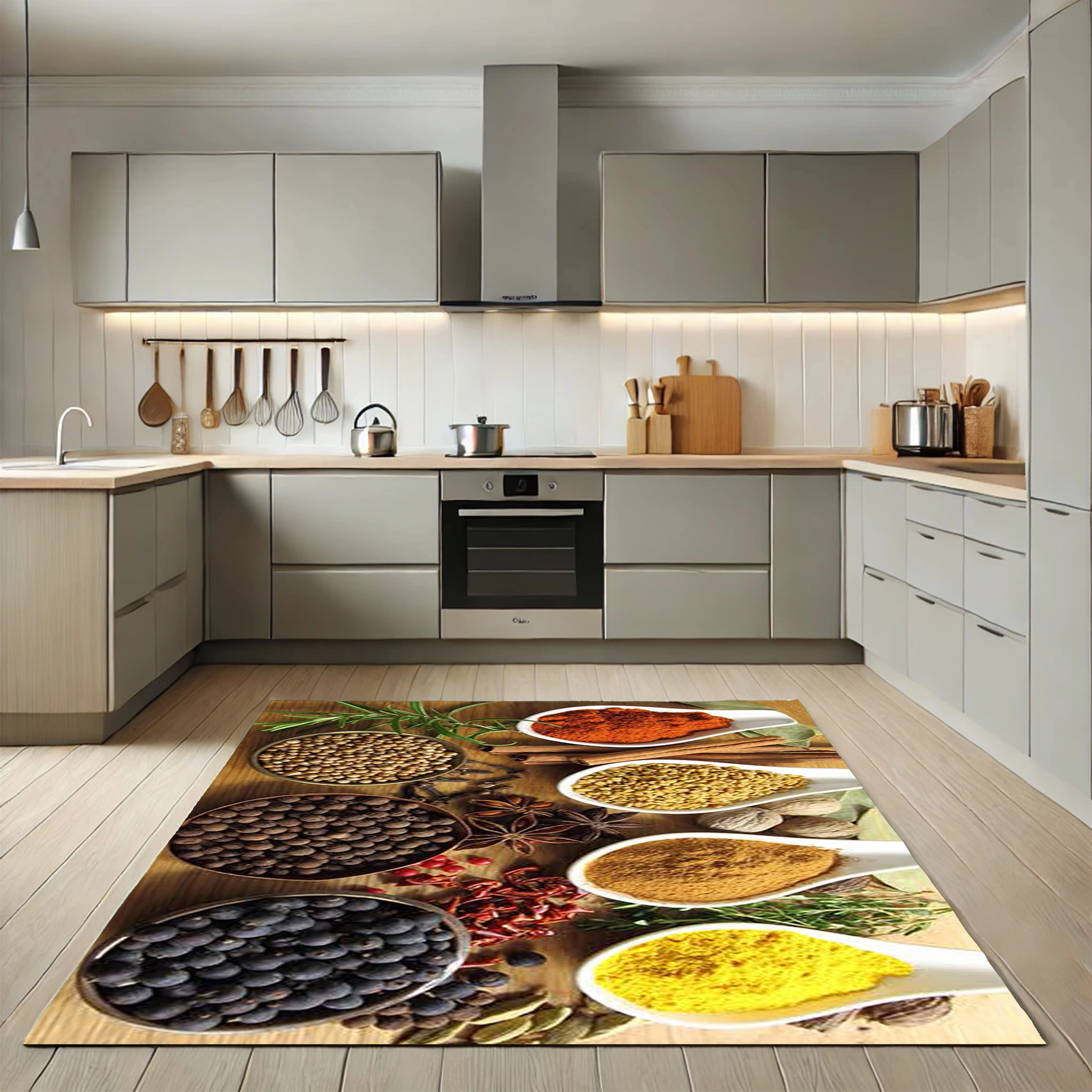 فرش چاپی مجموعه ادویه‌های طبیعی - فرشینه و فرش آشپزخانه کد K126 - 50*80