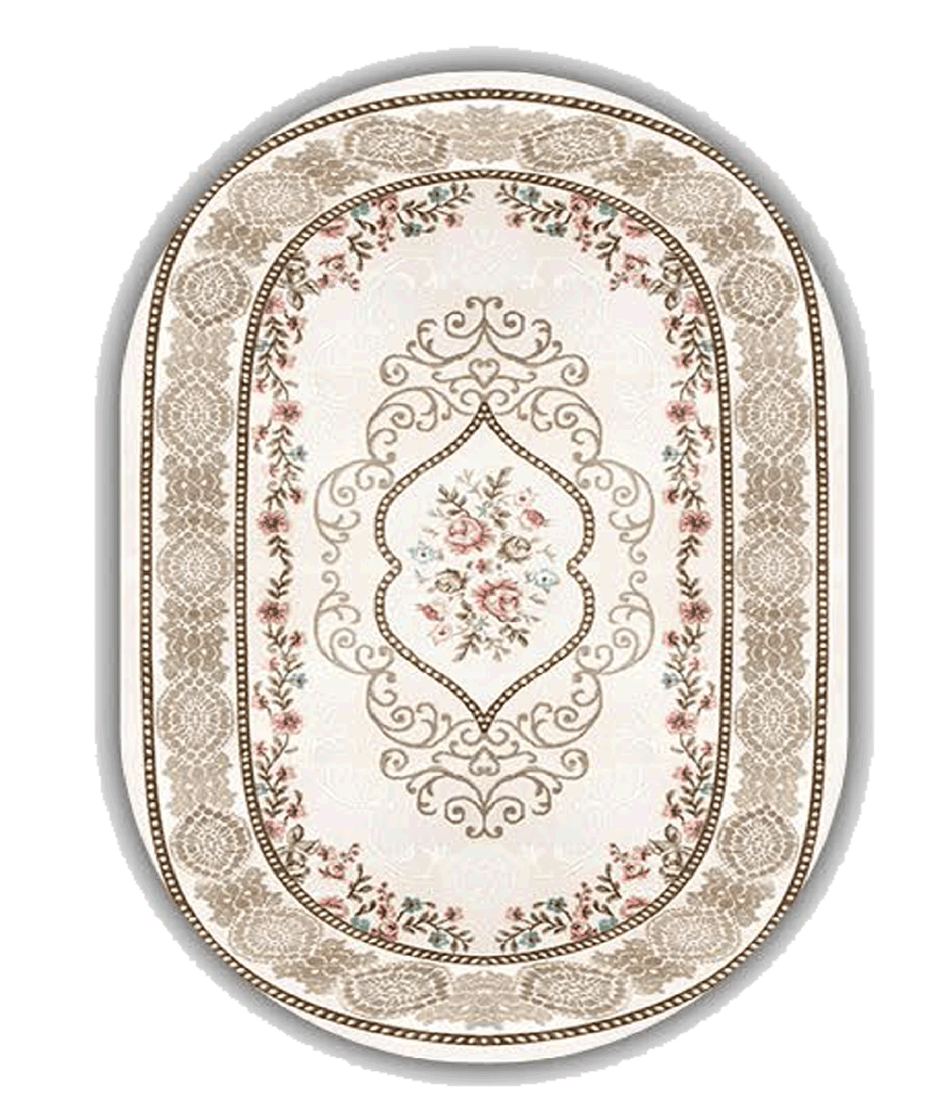 فرش شکوفه‌های بهاری - فرشینه و فرش بیضی کد B110 - 50*80