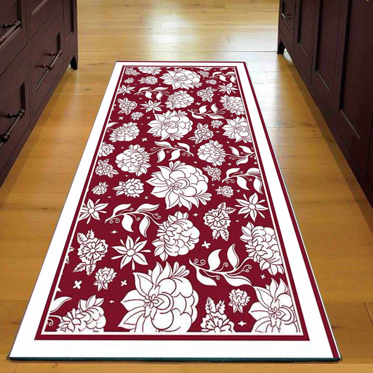 فرش راهرویی گلدار قرمز - فرشینه و فرش چاپی کد R133