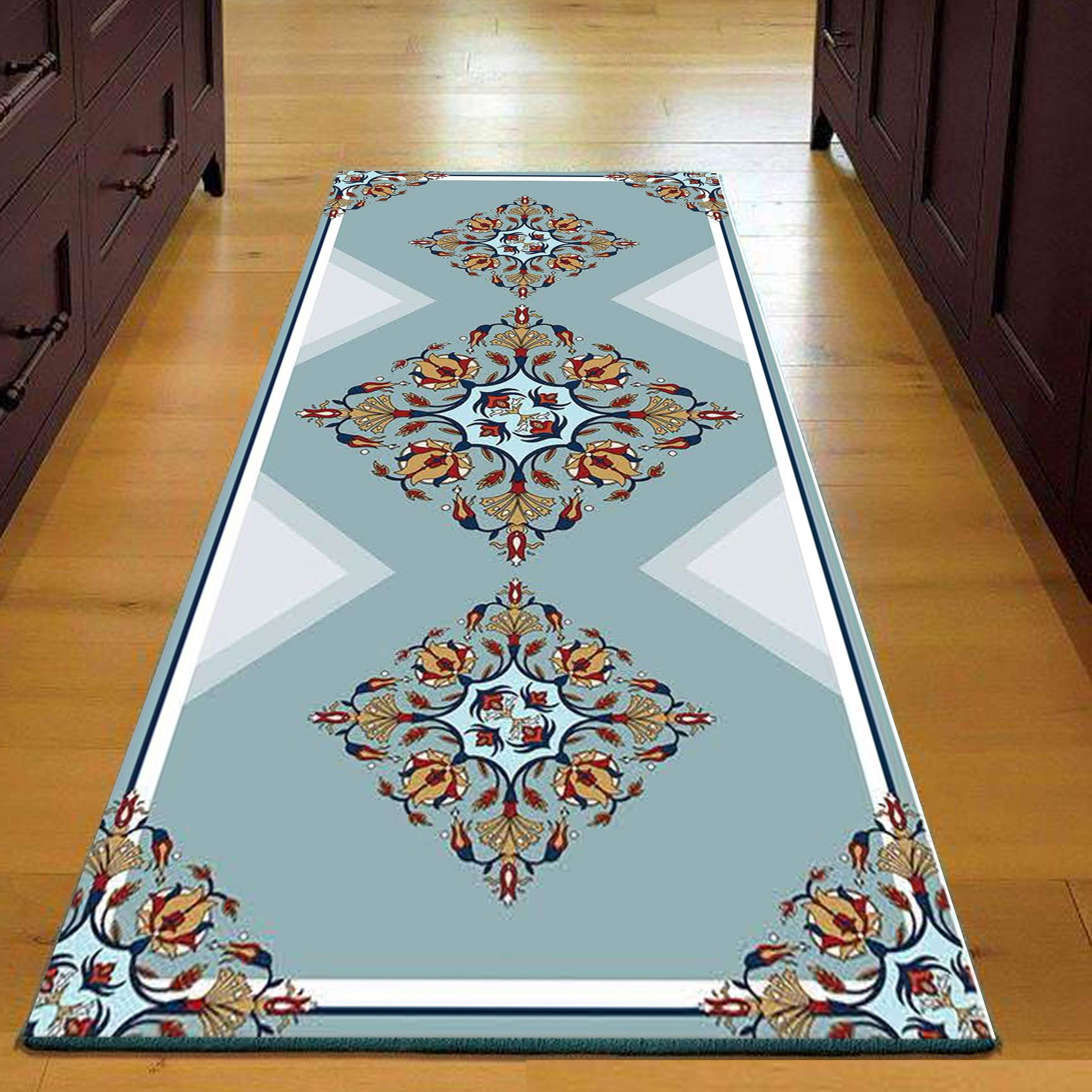 فرش راهرویی الماس فیروزه - فرشینه و فرش چاپی کد R105